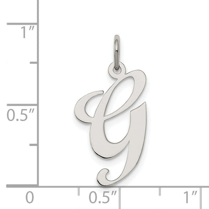 Sterling Silver Rhodium-Plated Fancy Script Letter G Initial Charm
