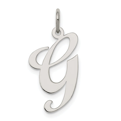 Sterling Silver Rhodium-Plated Fancy Script Letter G Initial Charm