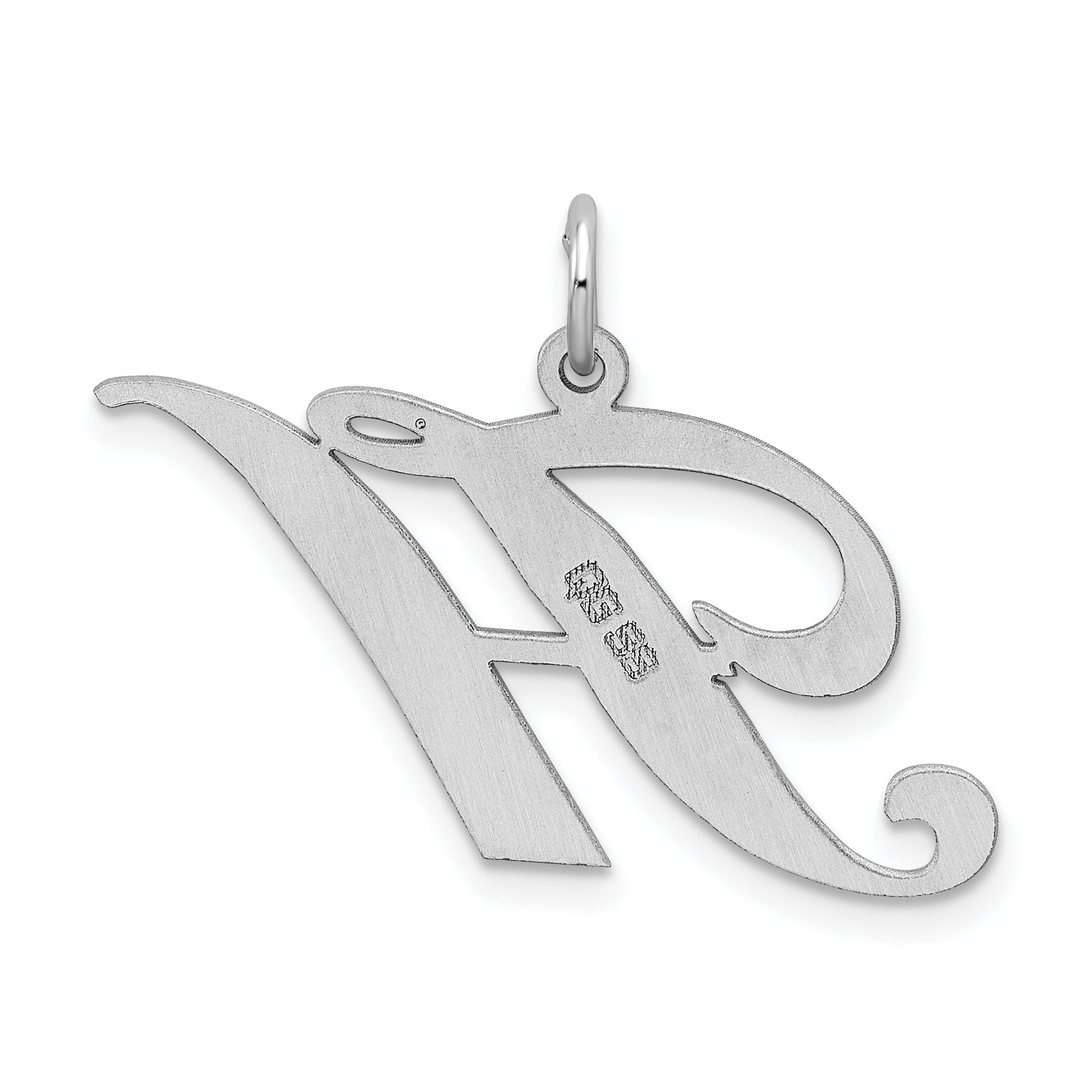 Sterling Silver Rhodium-Plated Fancy Script Letter H Initial Charm