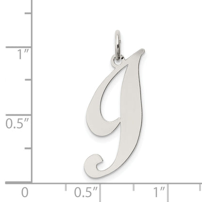 Sterling Silver Rhodium-Plated Fancy Script Letter I Initial Charm