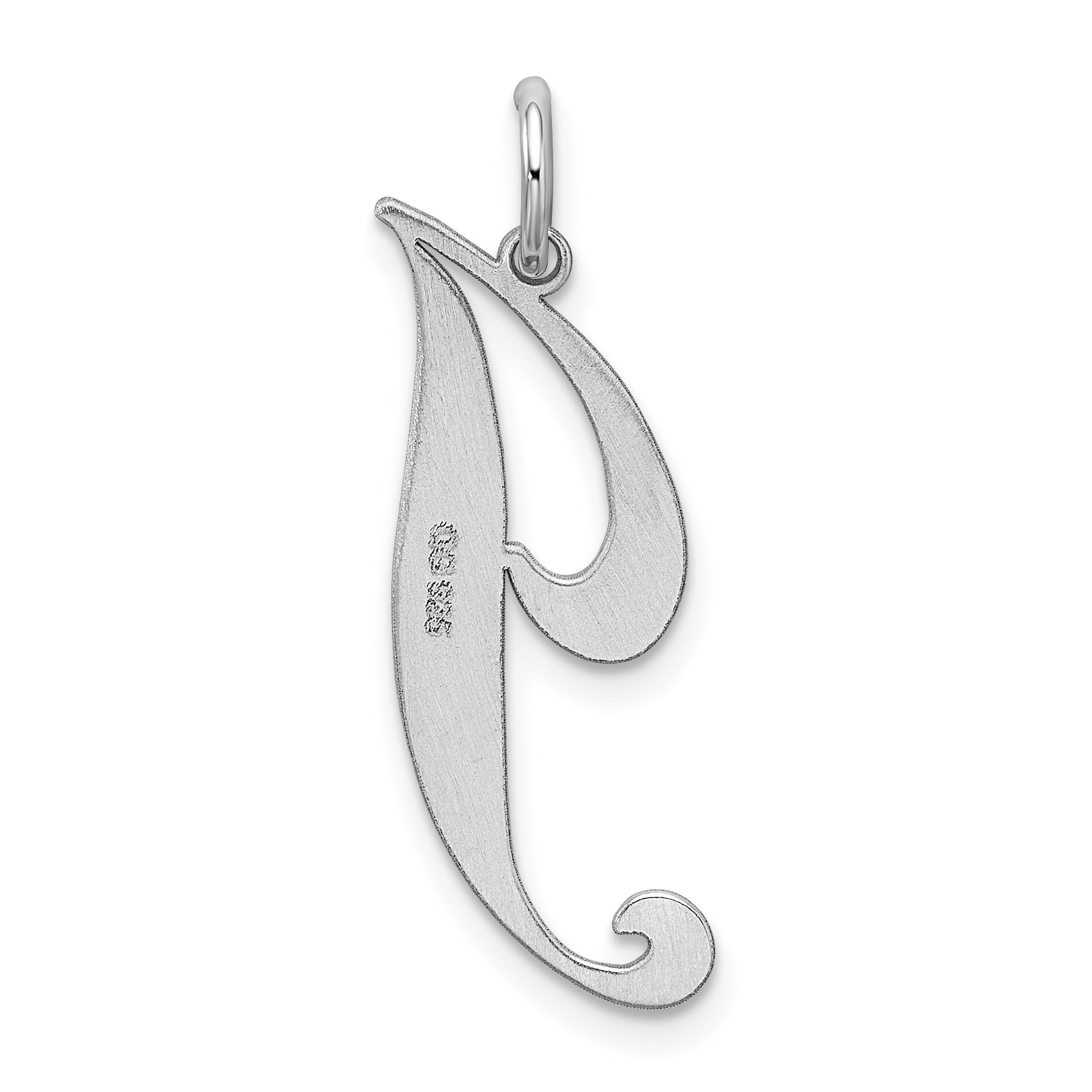 Sterling Silver Rhodium-Plated Fancy Script Letter J Initial Charm