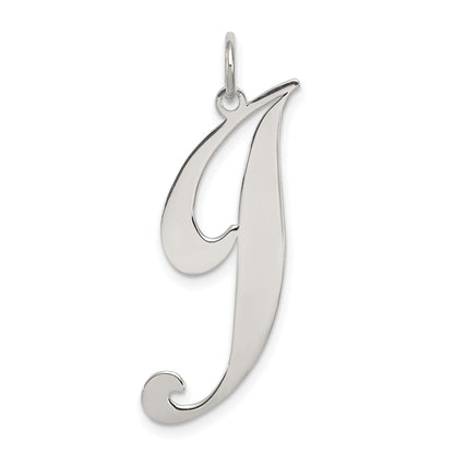 Sterling Silver Rhodium-Plated Fancy Script Letter J Initial Charm