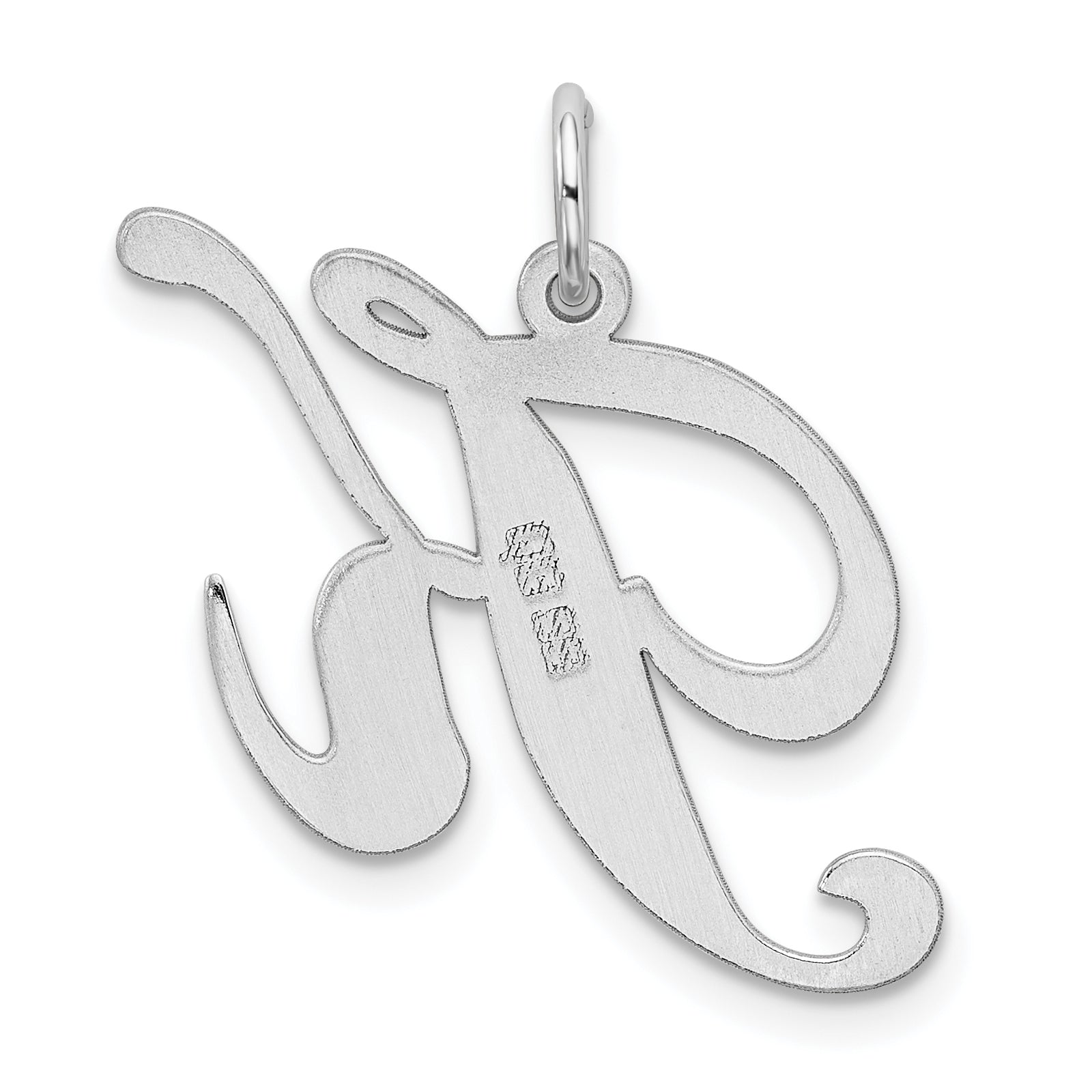 Sterling Silver Rhodium-Plated Fancy Script Letter K Initial Charm