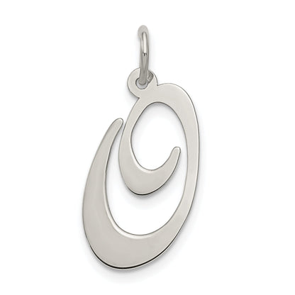 Sterling Silver Rhodium-Plated Fancy Script Letter O Initial Charm