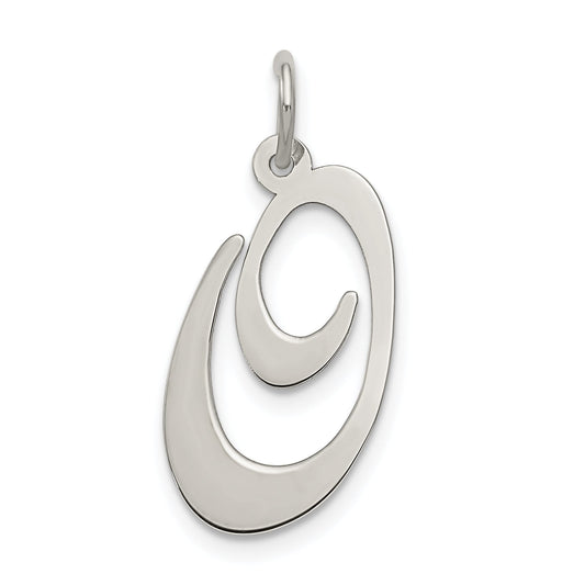Sterling Silver Rhodium-Plated Fancy Script Letter O Initial Charm