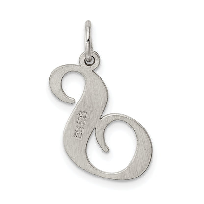 Sterling Silver Rhodium-Plated Fancy Script Letter S Initial Charm
