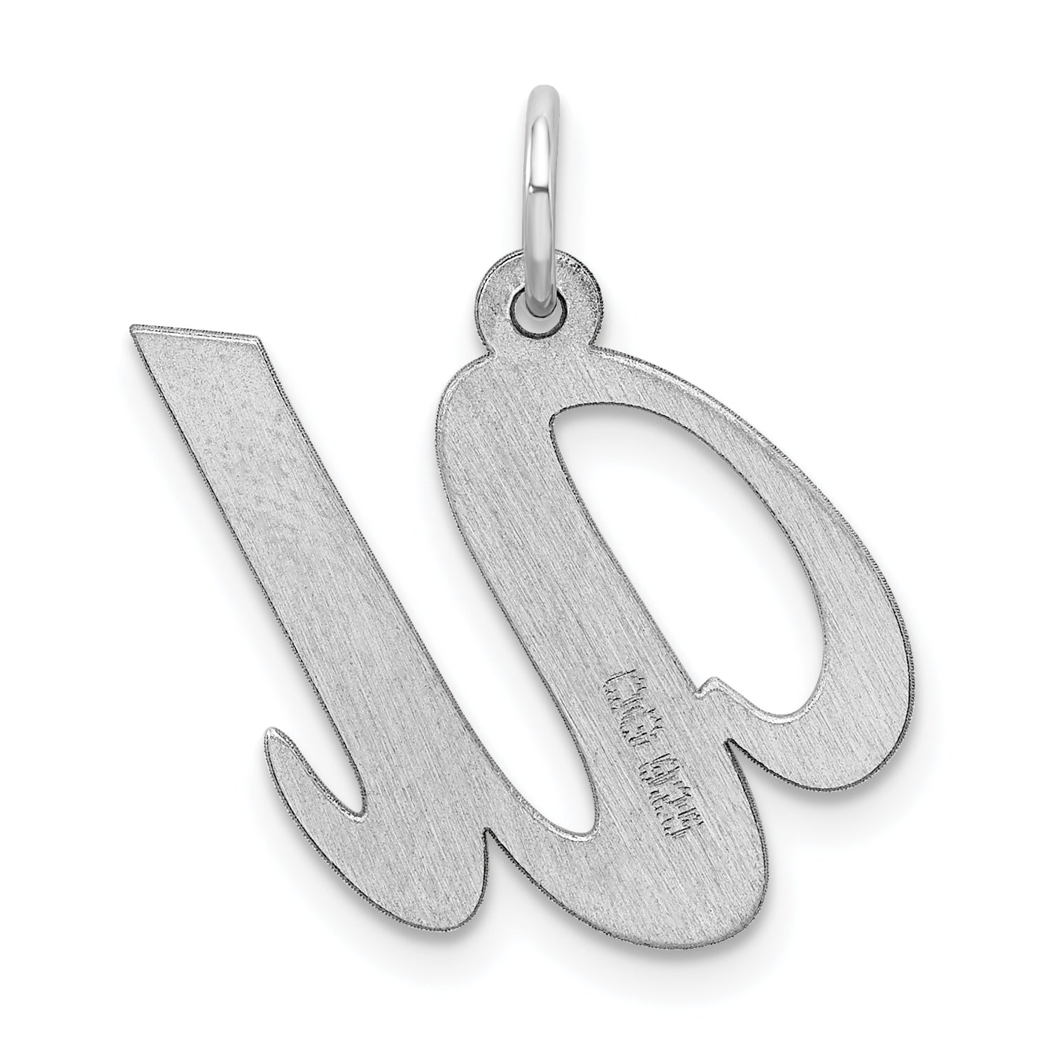 Sterling Silver Rhodium-Plated Fancy Script Letter U Initial Charm