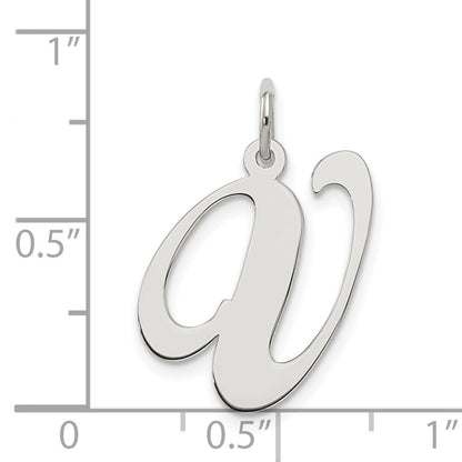 Sterling Silver Rhodium-Plated Fancy Script Letter V Initial Charm
