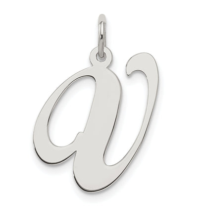 Sterling Silver Rhodium-Plated Fancy Script Letter V Initial Charm