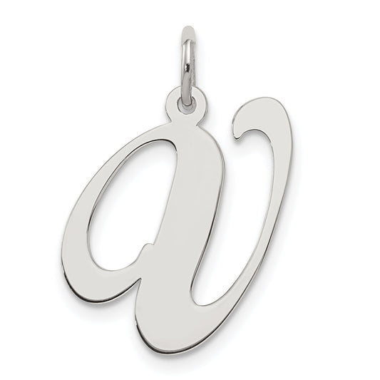 Sterling Silver Rhodium-Plated Fancy Script Letter V Initial Charm