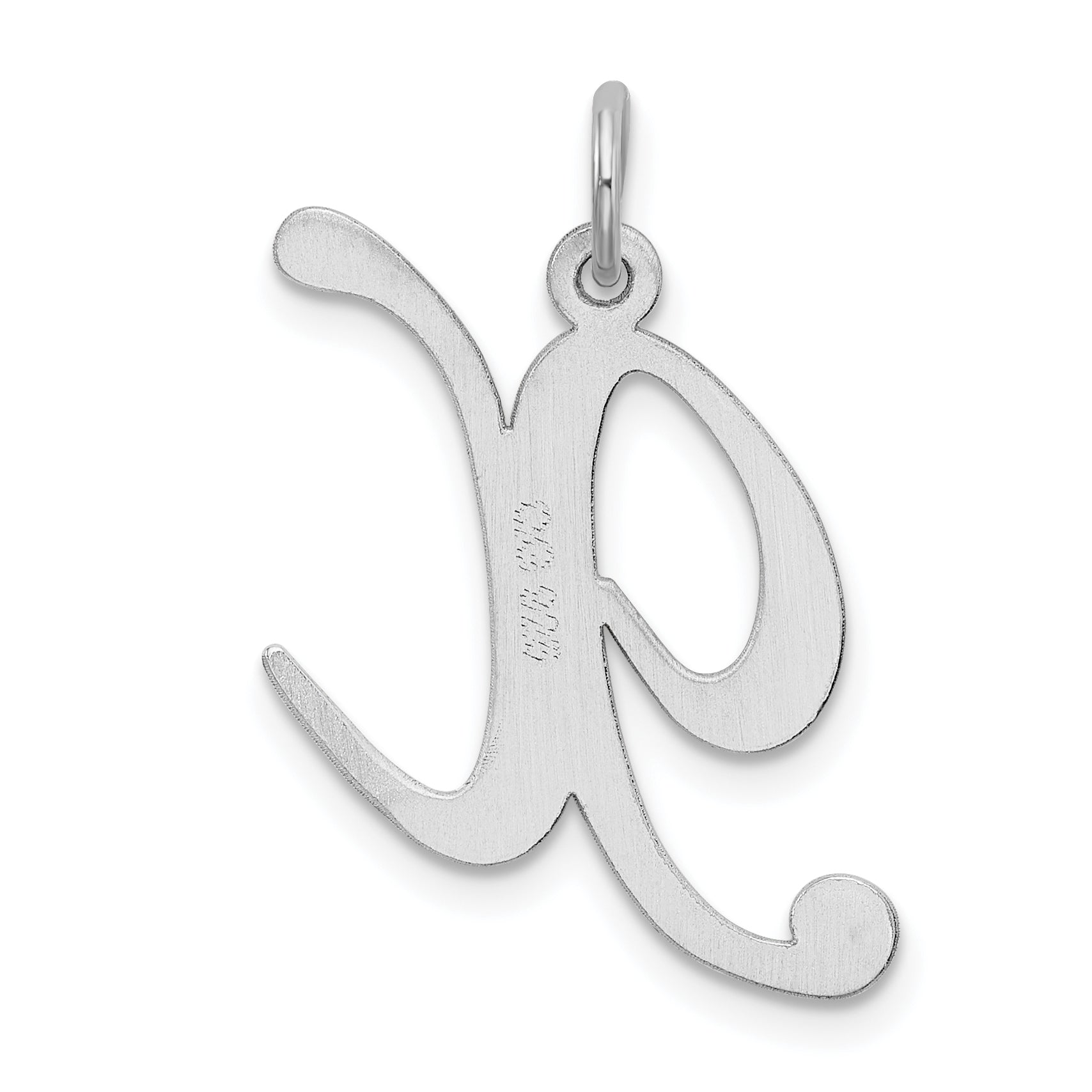 Sterling Silver Rhodium-Plated Fancy Script Letter X Initial Charm