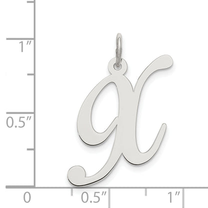 Sterling Silver Rhodium-Plated Fancy Script Letter X Initial Charm