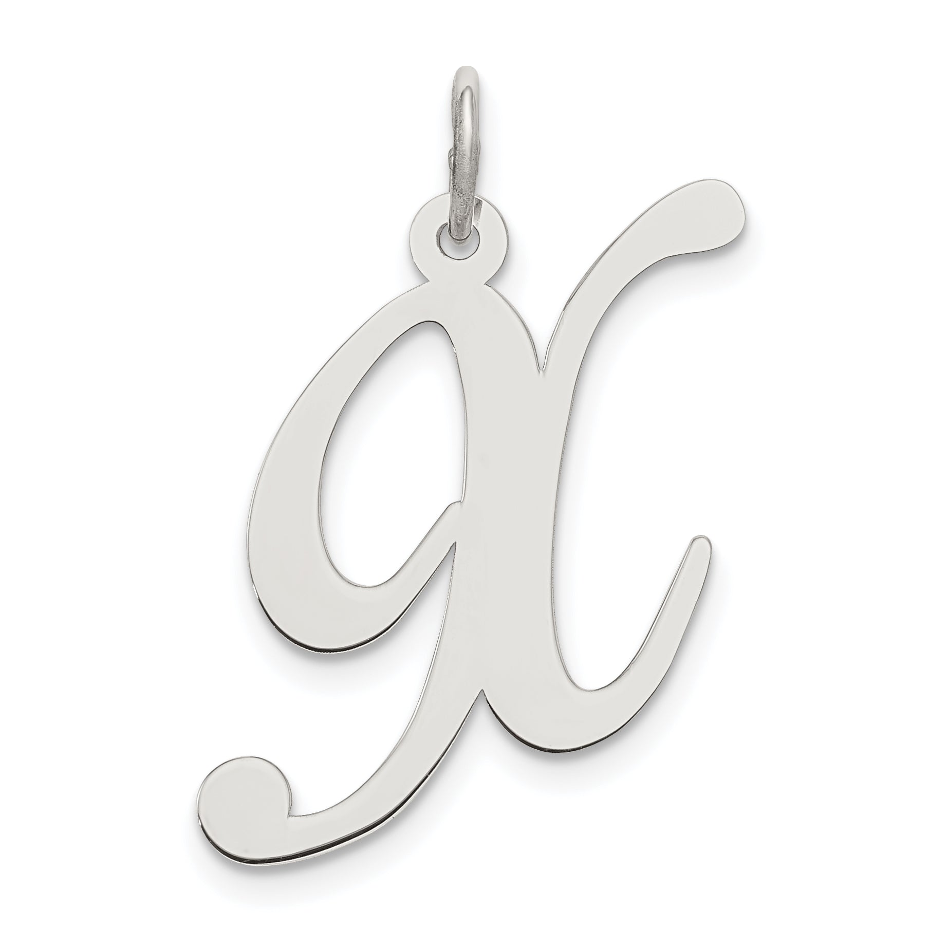 Sterling Silver Rhodium-Plated Fancy Script Letter X Initial Charm
