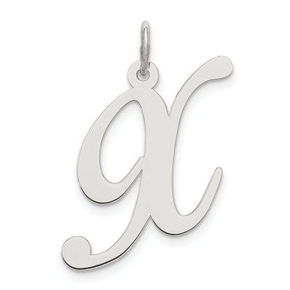 Sterling Silver Rhodium-Plated Fancy Script Letter X Initial Charm