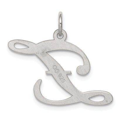 Sterling Silver Rhodium-Plated Fancy Script Letter Z Initial Charm