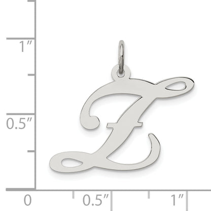 Sterling Silver Rhodium-Plated Fancy Script Letter Z Initial Charm
