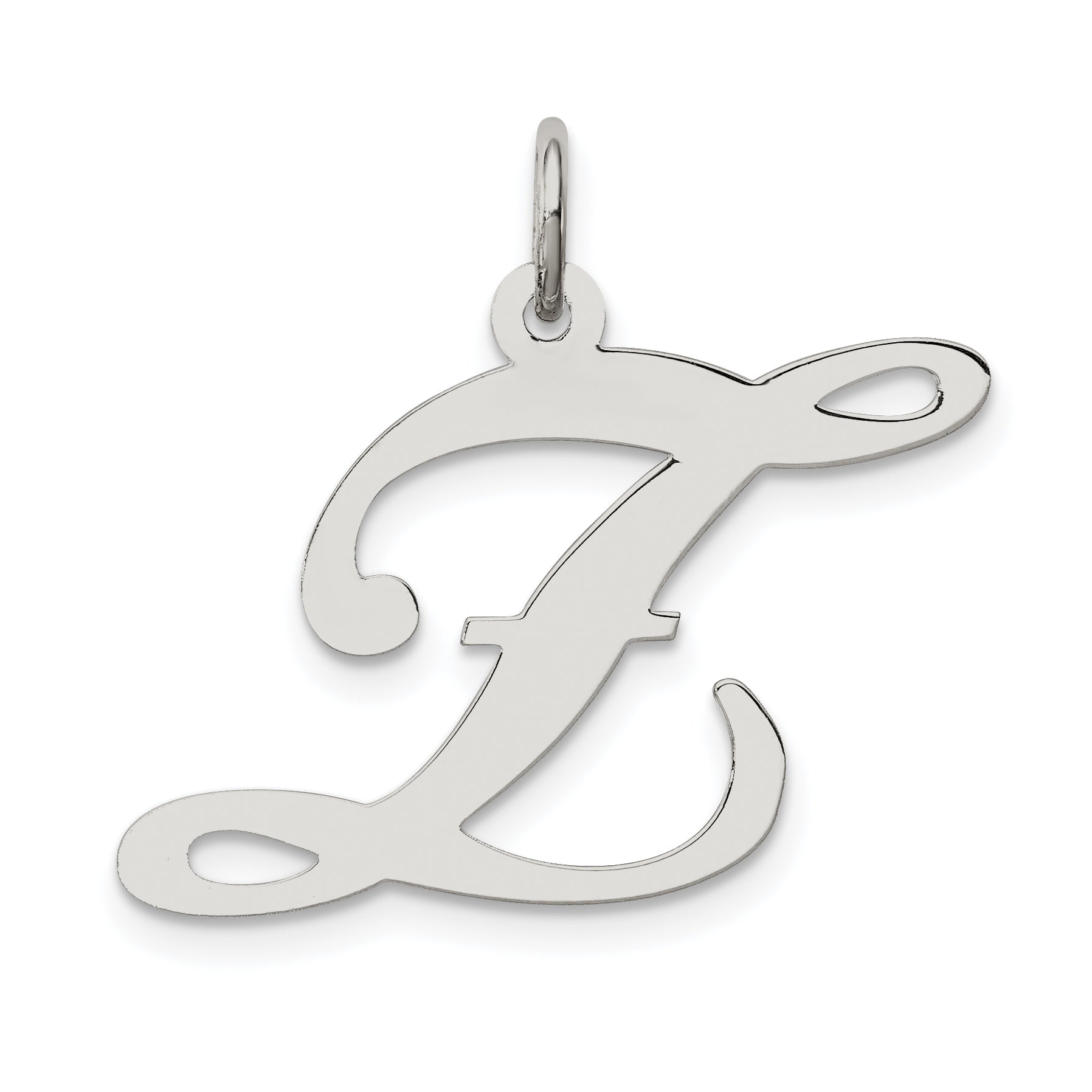 Sterling Silver Rhodium-Plated Fancy Script Letter Z Initial Charm
