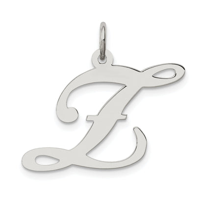 Sterling Silver Rhodium-Plated Fancy Script Letter Z Initial Charm