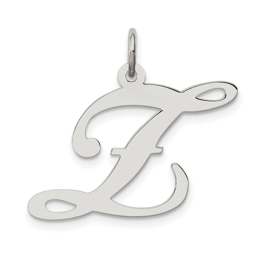 Sterling Silver Rhodium-Plated Fancy Script Letter Z Initial Charm