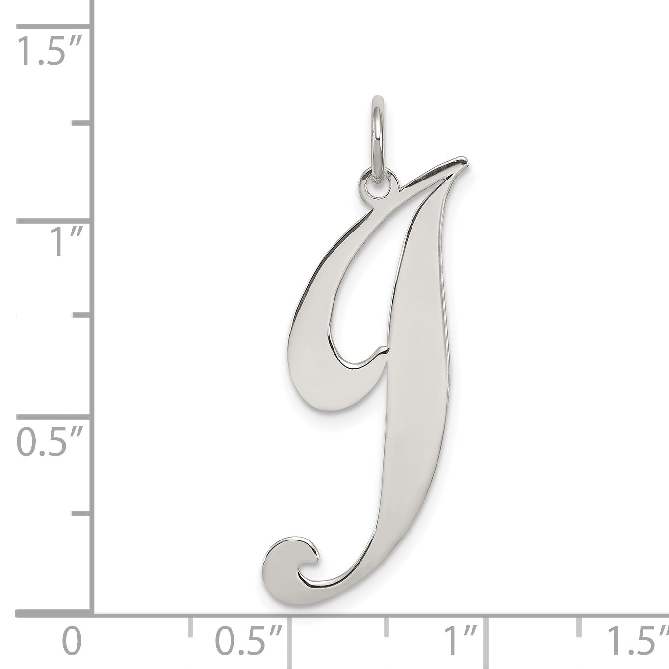 Sterling Silver Rhodium-Plated Fancy Script Letter J Initial Charm