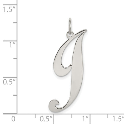Sterling Silver Rhodium-Plated Fancy Script Letter J Initial Charm