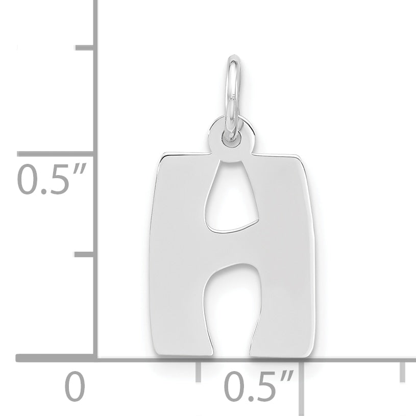 Sterling Silver Polished Bubble Block Initial H Charm