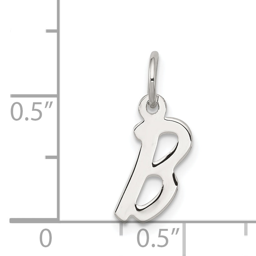 Sterling Silver Rhodium-Plated Letter B Initial Charm
