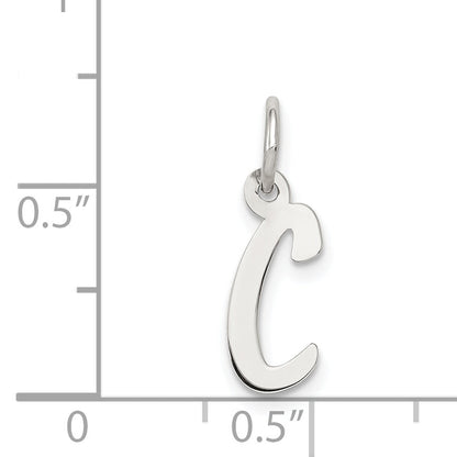 Sterling Silver Rhodium-Plated Letter C Initial Charm
