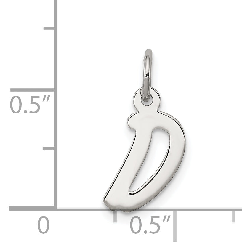 Sterling Silver Rhodium-Plated Letter D Initial Charm