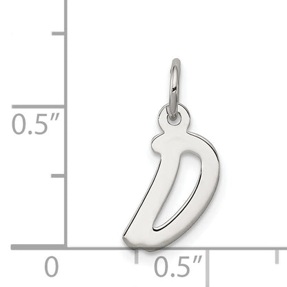 Sterling Silver Rhodium-Plated Letter D Initial Charm