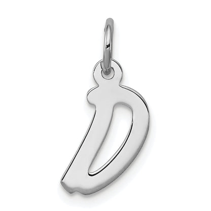 Sterling Silver Rhodium-Plated Letter D Initial Charm