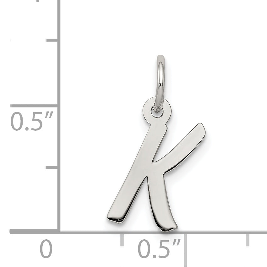 Sterling Silver Rhodium-Plated Letter K Initial Charm