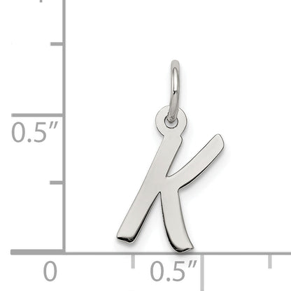 Sterling Silver Rhodium-Plated Letter K Initial Charm