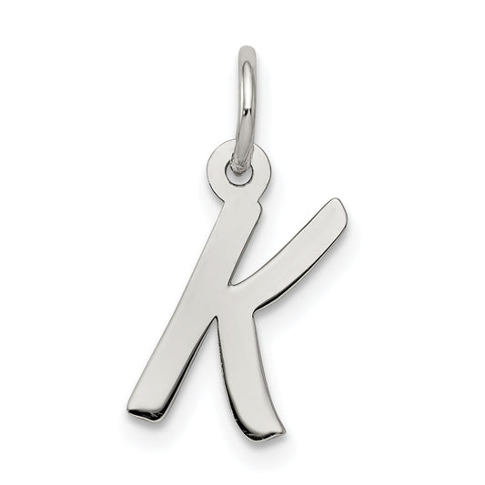 Sterling Silver Rhodium-Plated Letter K Initial Charm