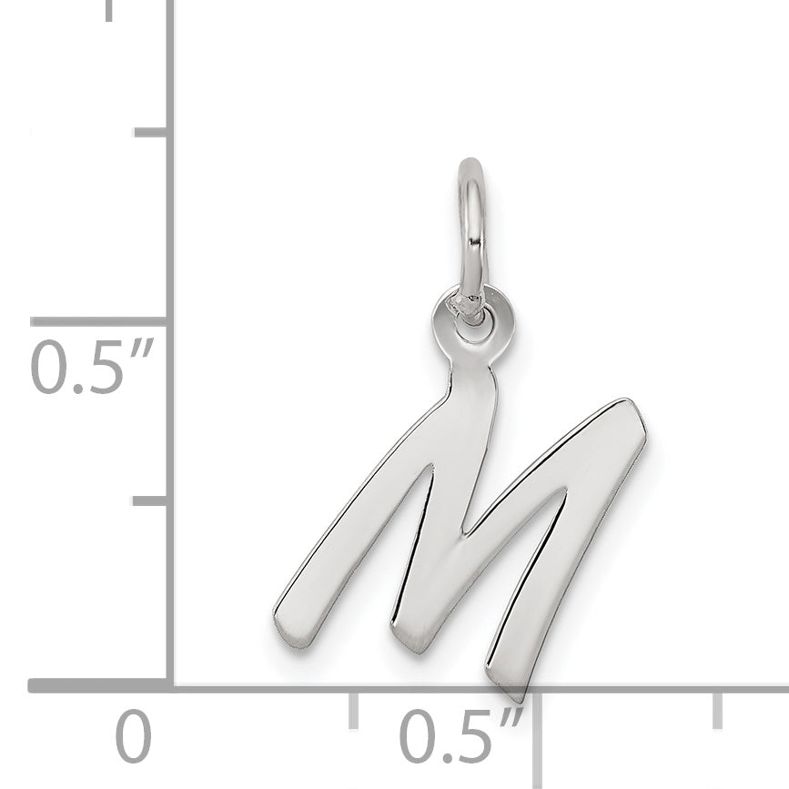 Sterling Silver Rhodium-Plated Letter M Initial Charm