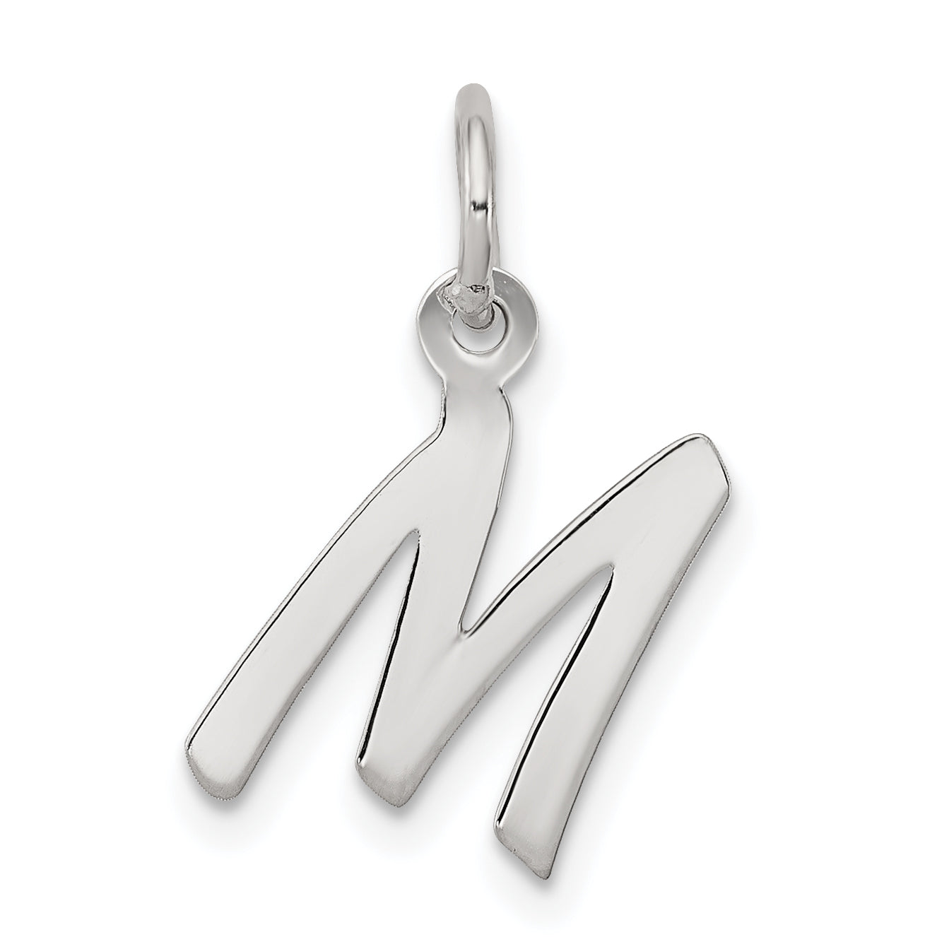 Sterling Silver Rhodium-Plated Letter M Initial Charm