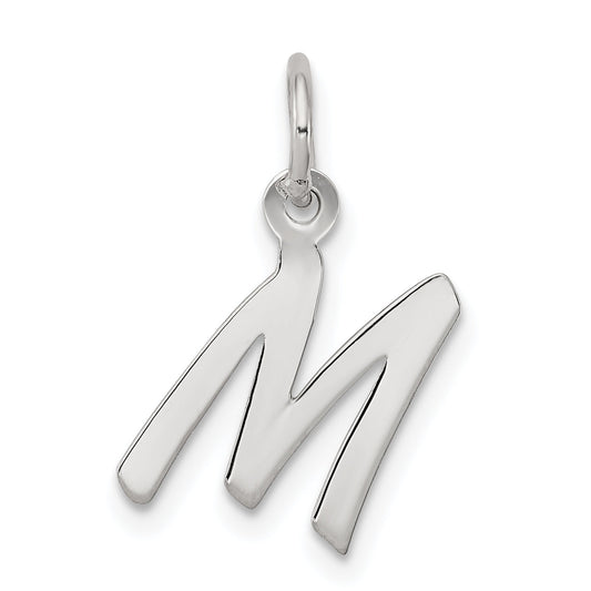 Sterling Silver Rhodium-Plated Letter M Initial Charm