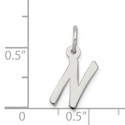 Sterling Silver Rhodium-Plated Letter N Initial Charm