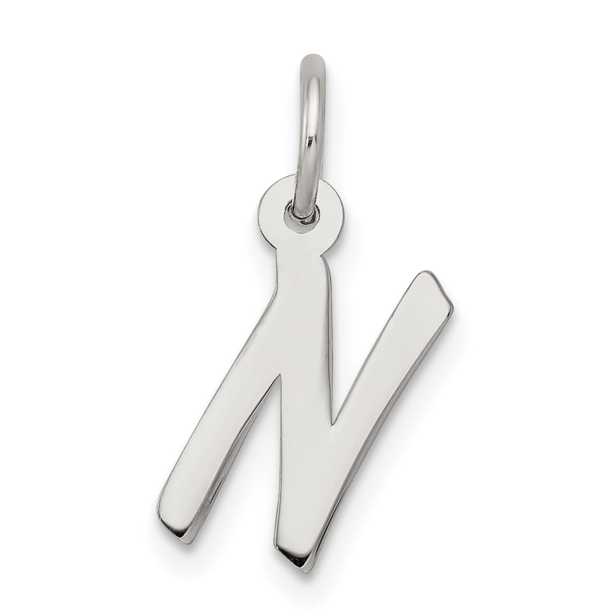 Sterling Silver Rhodium-Plated Letter N Initial Charm