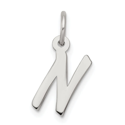 Sterling Silver Rhodium-Plated Letter N Initial Charm