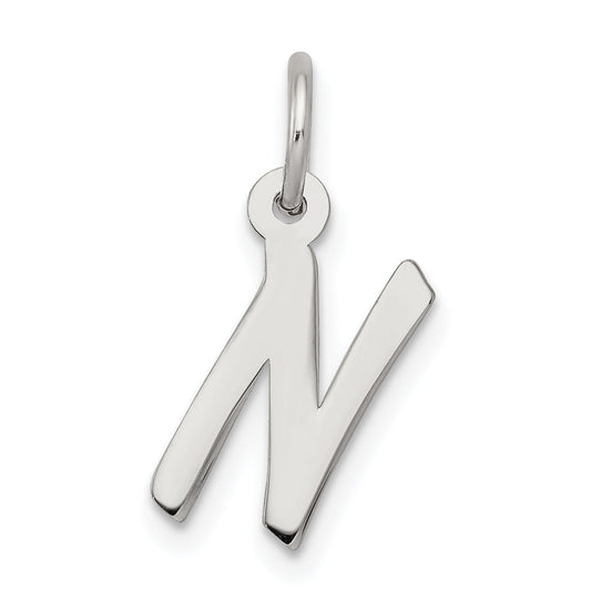 Sterling Silver Rhodium-Plated Letter N Initial Charm