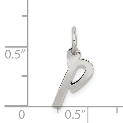Sterling Silver Rhodium-Plated Letter P Initial Charm