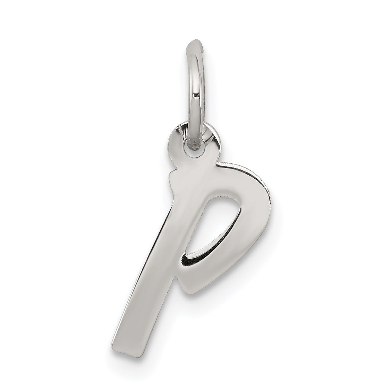 Sterling Silver Rhodium-Plated Letter P Initial Charm