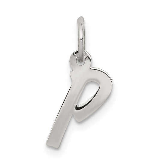 Sterling Silver Rhodium-Plated Letter P Initial Charm