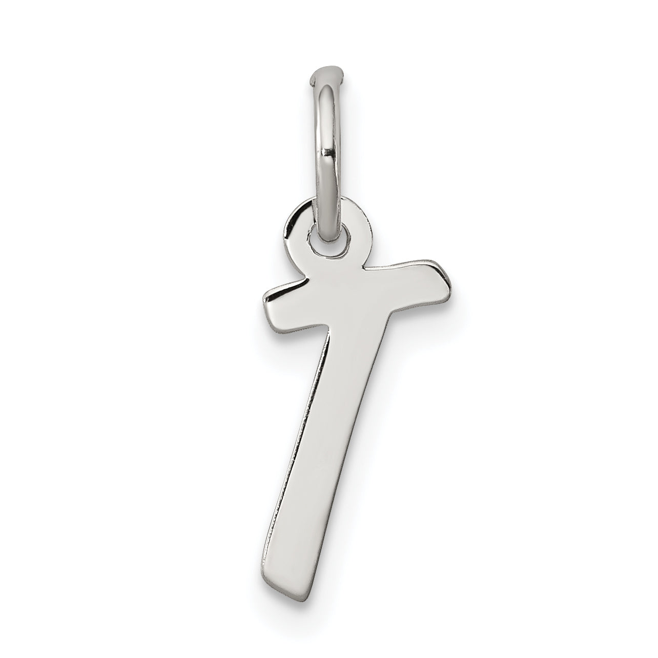 Sterling Silver Rhodium-Plated Letter T Initial Charm