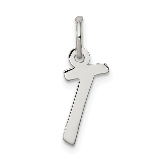 Sterling Silver Rhodium-Plated Letter T Initial Charm