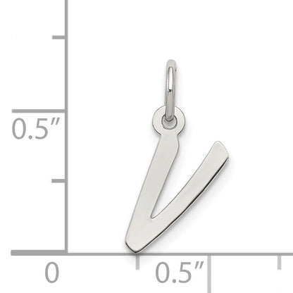 Sterling Silver Rhodium-Plated Letter V Initial Charm