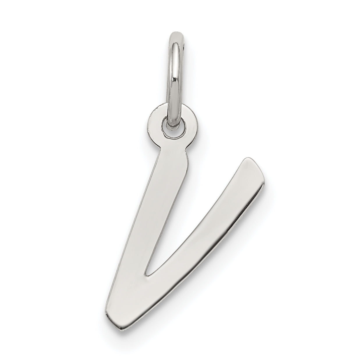 Sterling Silver Rhodium-Plated Letter V Initial Charm