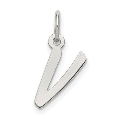 Sterling Silver Rhodium-Plated Letter V Initial Charm