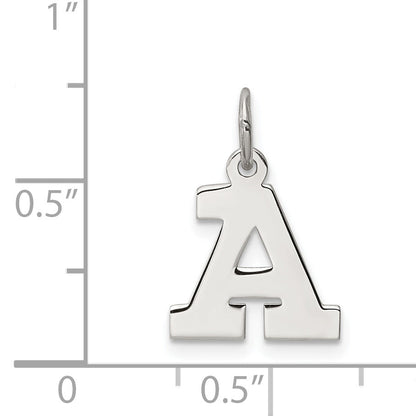 Sterling Silver Rhodium-Plated Block Letter A Initial Charm
